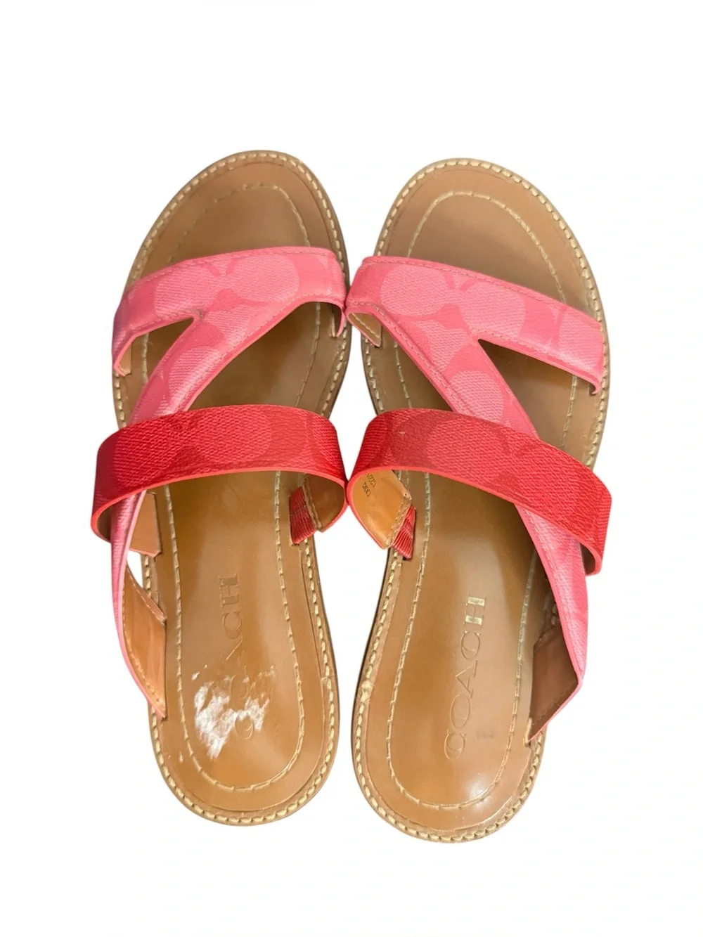 Coach Pink Leather Harlan Crossover Sandals